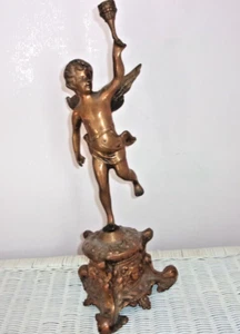 GUSSEISEN CHERUB HALTERBRENNER 20 1/2 ZOLL X 8 1/2 ZOLL SEHR GUTER ZUSTAND GOLD/BRONZE - Bild 1 von 10