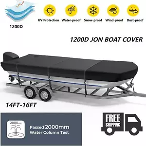 RVMasking Rip-stop 1200D Waterproof Jon Boat Cover 14-16' Heavy Duty Boat Cover - Picture 1 of 20