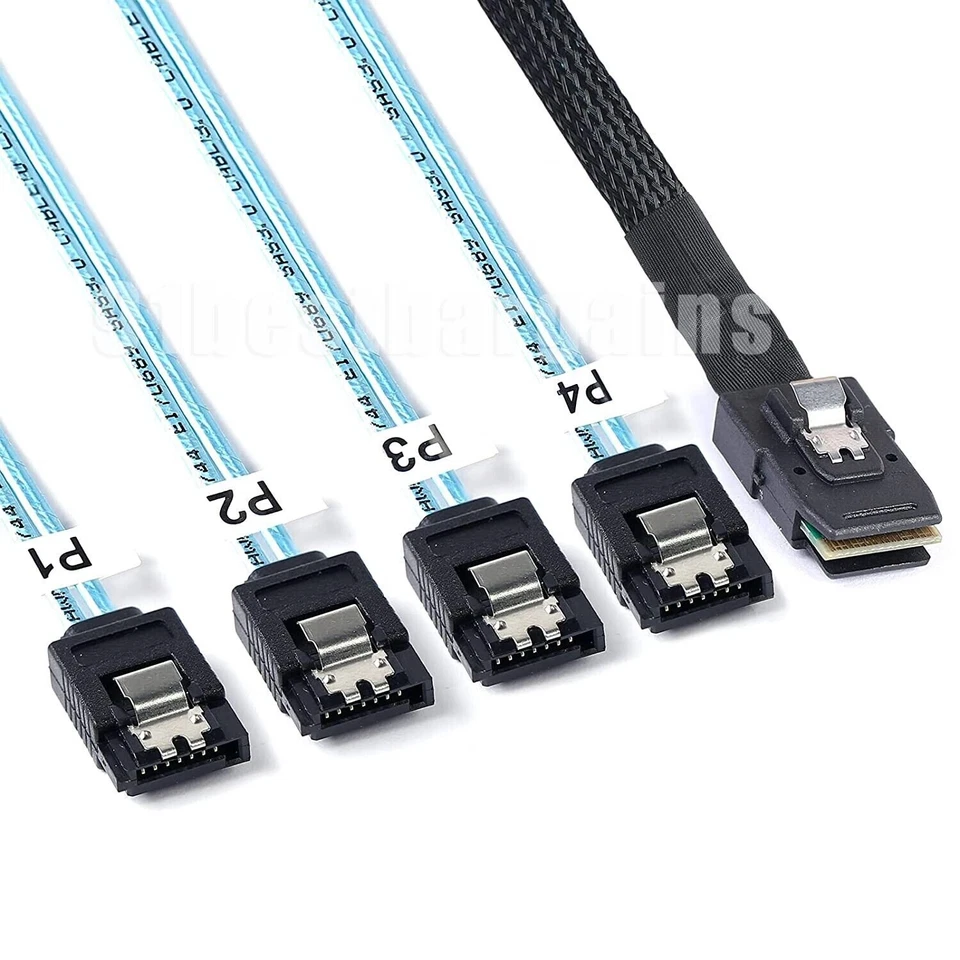 Standard sff-8087  (4) 7-pin SATA Fanout Cable data cable 50cm / 100cm - Image 1 of 4