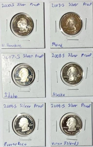 (6) 2000-2009 Washington 90% Silver Quarter State/Territory High Grade Proofs - Picture 1 of 4