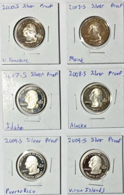(6) 2000-2009 Washington 90% Silver Quarter State/Territory High Grade Proofs - Image 1 of 4