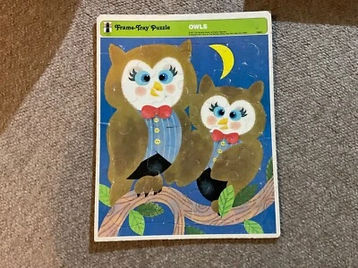 Rompecabezas bandeja marco búho Rainbow Works vintage. 22 piezas. ©1971 Foto 1 de 4