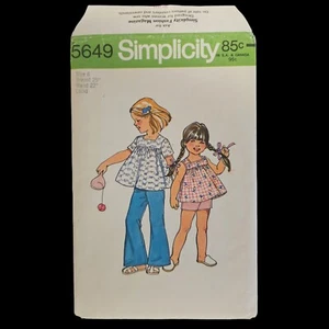Motivo cucito vintage 1973 vestito ragazza pantaloni semplicità 5649 taglia 6 - Foto 1 di 3