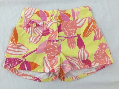 Lilly Pulitzer Shorts Yellow Pink & Coral Tropical Floral Little Girl's 6X - Изображение 1 из 4