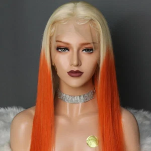 Longorange To Blonde Wig Ombre Straight Wigs Lace Front Wigs Cosplay Party Wigs - Picture 1 of 11