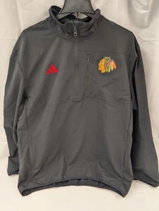 Chicago Blackhawks Adidas Sz L 1/4 Zip Pullover Rain/light NHL Jacket IP5822 - Picture 1 of 5