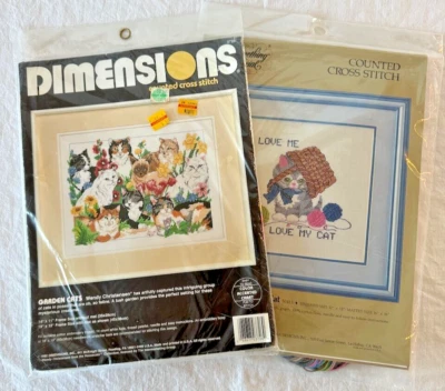2 Cross Stitch Kit Dimensions-Garden Cats, Something Special-Love Me Love My Cat - Image 1 of 4