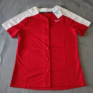 Nike - Women’s Softball Training Shirt - Red/White - Button Up - Size Medium  - Picture 1 of 4