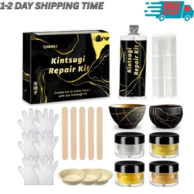 Kit de reparación Kintsugi, kit Kintsugi dorado y plateado seguro para alimentos para cerámica rota, G Foto 1 de 4