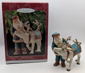 Weihnachtsmann Rentier Freund 1998 Punze Christbaumschmuck - Bild 1 von 3