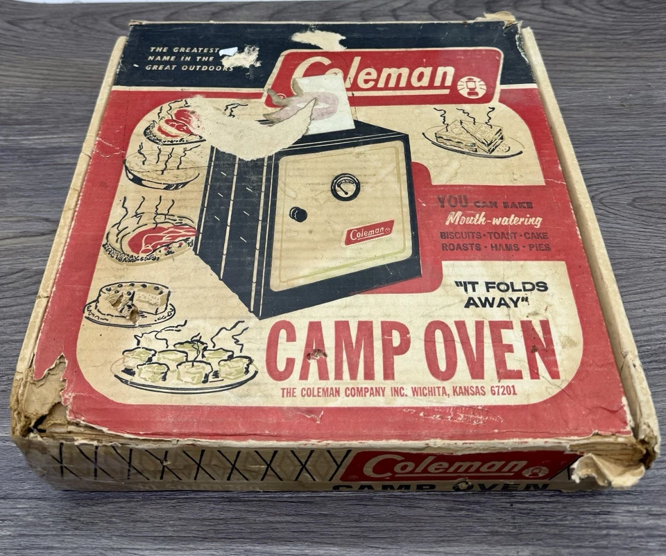 Horno de campamento plegable vintage COLEMAN 5010A700 con caja hecho en EE. UU. Foto 1 de 4
