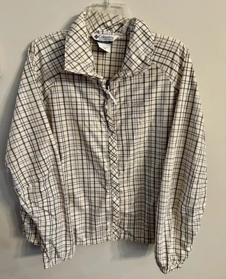 Женская легкая ветровка Columbia бежевая и коричневая клетчатая размер XL - Изображение 1 из 4