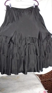 SUNDANCE, BLACK, SILK MAXI SKIRT,RUFFLES . SZ 14 WAIST, 40" DISPLAY - Picture 1 of 2