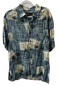 Camisa Para Hombres Boca Classics XL Tropical Hawaiana Banderas y Palmeras de Estados Unidos De Colección - Imagen 1 de 6