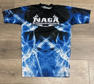 NAGA Blue Flame Rash Guard BJJ North American Grappling Association Medium Top - Picture 1 of 4