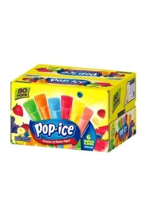 1x Pack Pop-Ice Tropical Assorted Freezer Pops | 80 Pops Per Pack  | 1oz Per Bar - Image 1 of 3