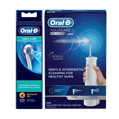 Oral-B AquaCare 6 Pro Expert Portable Irrigator Water Flosser + Replacement Jets - image 1 of 4