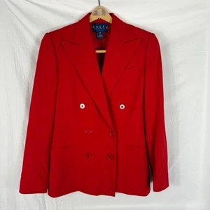 Blazer para mujer Ralph Lauren rojo talla 4 mezcla de lana rayón - Imagen 1 de 9