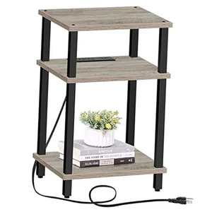 End Table with Charging Station, Side Table with USB Ports and Outlets, - Picture 1 of 8