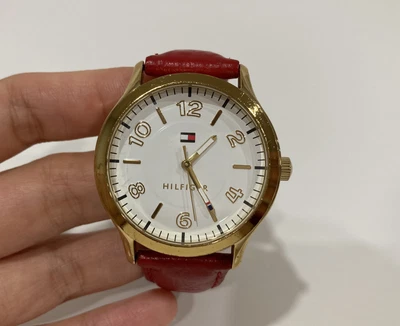 Tommy Hilfiger White Dial Brown Leather Strap Women 8.5''Long 0.75''Bandwidth - Image 1 of 4