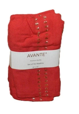 SET 6 TOVAGLIOLI AVANTE rosso con accenti oro NUOVI 1° QUALITA' - Immagine 1 di 3