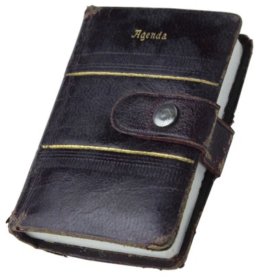 AGENDINA TASCABILE VINTAGE, IN PELLE COLOR MARRONE, MAI USATA - Immagine 1 di 2