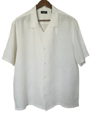 Theory Men’s 2XL  Precise Linen Ivory Short Sleeve Camp Shirt Coastal Summer NWT - Image 1 of 4
