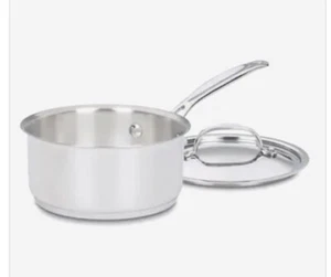 NEW Cuisinart Cookware - Chef's Classic Stainless Steel Saucepan 1 Qt w/ Lid - Picture 1 of 3