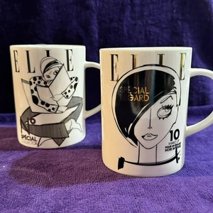 2x Elle Paris Special Regard Collector Promo Merch Coffee Mugs Black White Logo - Bild 1 von 9