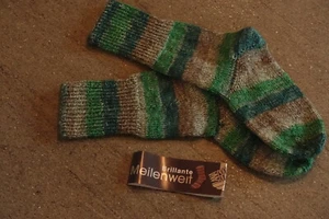 handgestrickte Socken Grün/Grau  meliert Größe 36/37 - Bild 1 von 2