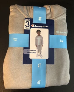Champion Girls 3 Piece Set Size 4T Gray Blue Mist Tee Hoodie Leggings NIP - Picture 1 of 3