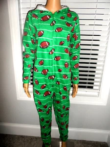 Great Warm & Cozy Lifestyle size M football field one piece pajamas women NWT - Picture 1 of 7