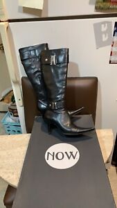 CUOIO NERO HEELED BLACK BOOTS SIZE 35.5 MADE IN ITALY( US 5)