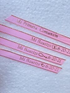 50pcs Baptism Favors Personalized Ribbons/ First Communion Bautizo  NOT folded