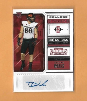 2018 Panini Contenders Draft David Wells AUTO RC Rookie San Diego State #207 - Image 1 of 2