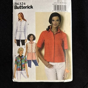Camicia Butterick B6324 taglie forti 14 - 22 con bottoni modello colletto UC - Foto 1 di 2