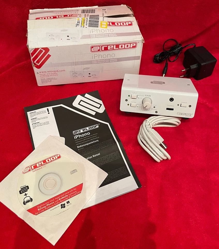 Reloop Iphono USB-Phono/Line Adapter White Ceramic Finish 16 Bit A/D Converter - Image 1 of 4