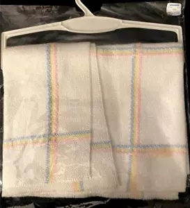 CROSS STITCH FABRIC BABY BLANKET SQUARES WHITE WITH PINK, BLUE, YELLOW 36"x39" - Picture 1 of 5