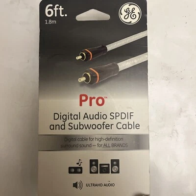 通用电气 PRO 系列 6 英尺 1.8 米数字音频 SPDIF 和低音炮电缆 03078335355 — 第 1/3 张图片
