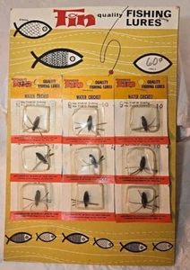 Vintage FIN Display Karte Angeln Köder Wasser Kricket Werbung Sport - Bild 1 von 10