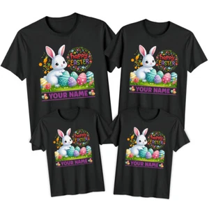 Personalised Family Bunny Happy Easter T-Shirt Tee Holiday Matching Outfit #ED - Picture 1 of 24