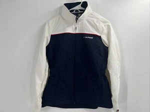 Tommy Hilfiger White Blue Red Womens Full Zip Windbreaker Jacket Size XS Lined - Picture 1 of 15