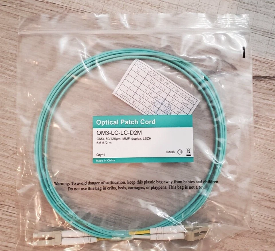 OM3 LC- LC-D2M Fiber Patch Cable Multi-Mode Jumper Duplex 50/125μm LSZH 2-Meter - Image 1 of 1