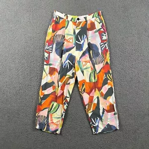 MEGAN GRANT x GORMAN Pantalones Mujer Reino Unido 10 Lana Corto Cónico Elastizado Abstracto - Imagen 1 de 12