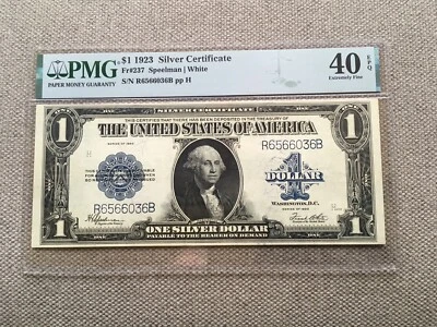 1.00 1923 silver certificate FR237 PMG 40 extremely fine EPQ - Image 1 of 2