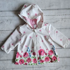 Little Me White And Pink Floral And Bow Raincoat Size 12 Months - Picture 1 of 9