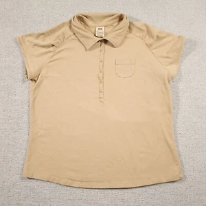 Vintage Faded Glory Polo Shirt Women's 18W/20W Beige Short Sleeve Fitted Stretch - Picture 1 of 11