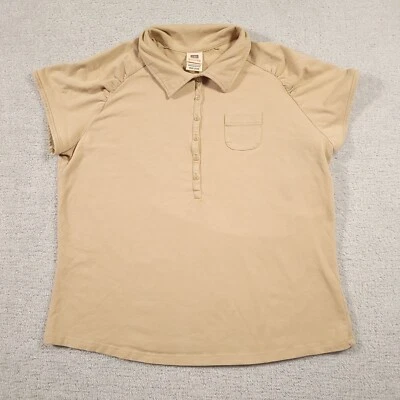 Camisa polo vintage descolorida Glory para mujer 18W/20W beige manga corta ajustada elástica Foto 1 de 4