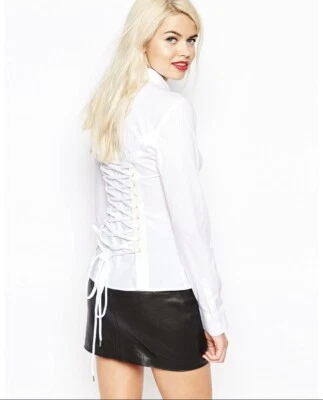 Love Moschino White Shirt with Lace Up Back Size 4 - Image 1 of 4