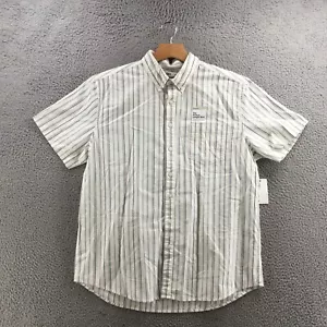 Sonoma Short Sleeve Button Up Shirt Womens XL White Striped Cotton Blend NEW - Picture 1 of 18